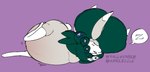 ambiguous_gender anthro belly big_belly big_butt butt eyes_closed horn huge_belly lying motion_lines null nullo on_side open_mouth overweight overweight_anthro scut_tail short_tail simple_background sleeping solo speech_bubble tail thin_calves thin_legs thin_thighs wide_hips kafrizzzle nintendo nullvember pokemon calyrex generation_8_pokemon legendary_pokemon pokemon_(species)