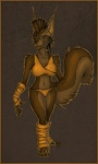 anthro arm_warmers armwear bra brown_body clothed clothing female footwear legwear mohawk panties piercing pose smile socks solo underwear krinkels canid canine mammal pinup signature