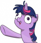 derp_eyes doublewbrothers equid equine female feral friendship_is_magic fur hair hasbro horn mammal multicolored_hair my_little_pony mythological_creature mythological_equine mythology purple_body purple_fur purple_hair silly smile solo tongue twilight_sparkle_(mlp) two_tone_hair unicorn