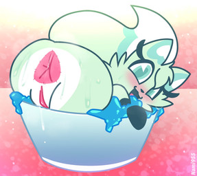 anus big_anus big_butt big_tail blue_eyes blush bodily_fluids butt cheek_tuft dessert dipstick_tail dripping eyelashes facial_tuft featureless_hands female female_feral feral food food_fetish food_play fur genital_fluids genitals glistening glistening_eyes gloves_(marking) green_body green_fur green_nose green_tail looking_at_viewer lying markings multicolored_body multicolored_fur multicolored_tail musk on_front open_mouth pie_cut_eyes pink_anus pointy_ears presenting presenting_hindquarters prick_ears quadruped rear_view smile smiling_at_viewer solo sweat sweaty_butt tail tail_markings teasing text thick_thighs tongue tuft vaginal_fluid_drip vaginal_fluids vulva white_body white_fur white_tail white_tail_tip wide_hips nami955 chikn_nuggit slushi_(chikn_nuggit) canid canine fox mammal 2026 artist_name digital_drawing_(artwork) digital_media_(artwork) hi_res