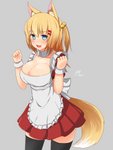 big_breasts blonde_hair blush breasts cleavage clothed clothing female hair maid_uniform simple_background solo uniform nao_(artist) animal_humanoid humanoid 3:4 digital_media_(artwork) hi_res shaded