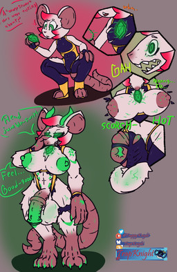 animal_genitalia animal_penis balls breasts claws equine_genitalia equine_penis genitals growth gynomorph horn intersex muscular nipples penis solo text transformation trapknight warhammer_(franchise) plaudie_(trapknight) mammal rodent skaven absurd_res english_text hi_res tagme