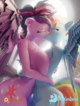 anthro big_breasts blue_body blue_feathers blue_fur breasts cutie_mark duo feathers female female/female fur hair horn multicolored_hair nude purple_body purple_hair rainbow_hair two_tone_hair wings reinbou blender_cycles friendship_is_magic hasbro my_little_pony mythology rainbow_dash_(mlp) twilight_sparkle_(mlp) equid equine mammal mythological_creature mythological_equine pegasus unicorn winged_unicorn 3:4 3d_(artwork) blender_(artwork) digital_media_(artwork) hi_res