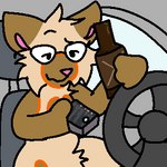 ambiguous_gender anthro bad_idea bottle brown_arms brown_ears container dot_eyes driving drunk eyewear glasses holding_bottle holding_container holding_object pink_nose solo squiggle_mouth steering_wheel substance_intoxication texting unsafe jackrabbit_(artist) discord_(app) harley_(harleyfunnycat) domestic_cat felid felidae feline felis mammal 1:1 digital_media_(artwork) low_res microsoft_paint_(artwork)