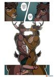 abs anthro anthro_on_anthro antlers balls bambi bambi_(film) biceps big_penis brown_body chest_grab comic countershading deer dialogue digital_media_(artwork) disney duo english_text erection french_kissing frottage genitals glans hand_on_chest hand_on_pecs hi_res horn humanoid_genitalia humanoid_penis kappax kissing male male/male mammal mule_deer muscular muscular_anthro muscular_male new_world_deer nipples open_mouth panel_skew pec_grab pecs penile penis ronno sex speech_bubble text tongue tongue_out