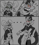 anthro aster_tyrant(vicvance) blush clothing coat duo eyewear felid female female/female glasses heterochromia hi_res juniper_hollow(vicvance) lab_coat mammal mouse murid murine pantherine rat rodent staring_into_eyes surprised_expression tagme tiger topwear vicvance