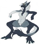 anthro breasts featureless_breasts featureless_crotch female looking_aside sitting smile solo spread_legs spreading tail tail_tuft tuft yellow_eyes derpwolfy18971 sergal hi_res