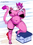 areola beach belly big_belly big_breasts bikini breasts clothing cooler dessert eyewear female food huge_breasts ice_cream pink_areola pregnant seaside sunglasses swimwear tall two-piece_swimsuit wet tragicfame gabby_(sonomatic) domestic_cat felid feline felis mammal hi_res