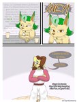 3:4 absurd_res anthro breasts brown_hair canid canine clothed clothing comic dialogue digital_drawing_(artwork) digital_media_(artwork) duo eeveelution english_text female flamberry_(artist) fur generation_4_pokemon generation_5_pokemon hair hi_res ibispaint_(artwork) leaf leafeon lyennan_venizee_flare_(flamberry) male male/female mammal maya_lin_(flamberry) mienfoo mienshao nintendo open_mouth pokemon pokemon_(species) simple_background tan_body tan_fur text thinking