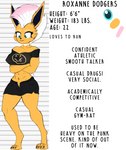 abs anthro areola athletic athletic_female blue_eyes breasts female highlights_(coloring) larger_female markings mohawk muscular muscular_female neck_markings nipple_outline nipples paws roxanne_dodgers size_difference solo text cosmonaut nintendo pokemon eeveelution generation_1_pokemon jolteon pokemon_(species) english_text hi_res model_sheet