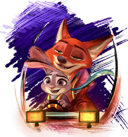 anthro anthro_on_anthro clothed clothing duo female fingers fur grey_body grey_fur interspecies long_ears male male/female multicolored_body multicolored_fur open_mouth orange_body orange_fur predator/prey purple_eyes tan_body tan_fur teeth nibkman0304 disney zootopia judy_hopps nick_wilde canid canine european_rabbit fox lagomorph leporid mammal oryctolagus rabbit red_fox true_fox hi_res