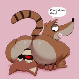 anal anthro big_butt black_claws black_eyes black_nose bottom_heavy brown_body brown_ears brown_fur brown_hair brown_nose brown_tail butt claws duo facesitting freckled_butt freckles fur hair half-closed_eyes looking_at_another looking_back lying lying_on_ground male male/male male_rimmed male_rimming male_rimming_male multicolored_body multicolored_fur narrowed_eyes on_back on_ground one_eye_closed oral purple_background red_sclera rimming rimming_male scar sex short simple_background sitting_on_another speech_bubble tail teeth text thick_thighs tongue two_tone_body two_tone_fur two_tone_tail colossalstars cartoon_network guardians_of_the_galaxy marvel regular_show rigby_(regular_show) rocket_raccoon mammal procyonid raccoon 1:1 2023 digital_media_(artwork) english_text hi_res