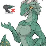 4_eyes anthro big_breasts breasts eyelashes fangs featureless_breasts female green_body green_scales grey_horn horn long_neck looking_at_viewer multi_eye navel open_mouth pupils scales sharp_teeth simple_background slit_pupils solo teeth wet white_background white_eyes wide_hips liqueurmask mythology nine_sols red_candle_games aquatic_dragon dragon marine mythological_creature mythological_scalie scalie 1:1