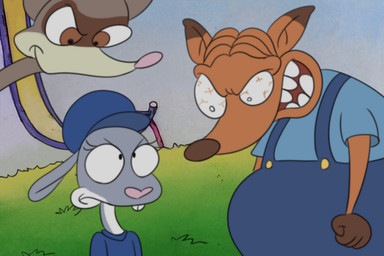 alternate_form angry anthro bloodshot_eyes brown_body brown_eyes brown_fur brown_nose buckteeth clenched_teeth closed_smile clothed clothed_anthro clothed_female clothed_male clothing countershade_face countershade_neck countershading dipstick_ears ear_markings eyebrows eyelashes female female_anthro fully_clothed fully_clothed_anthro fully_clothed_male fur gloves_(marking) grass grey_body grey_fur group hair iris male male_anthro markings mouth_closed multicolored_body multicolored_ears multicolored_fur orange_body orange_fur outside overalls overweight overweight_anthro overweight_male pink_nose plant pupils redesign shirt slide smile snout style_emulation teeth toony topwear trio two_tone_body two_tone_fur young young_anthro rockosedits disney zootopia gideon_grey judy_hopps travis_(zootopia) canid canine european_rabbit fox lagomorph leporid mammal mustelid musteline oryctolagus rabbit red_fox true_fox true_musteline weasel 2018 3:2 digital_media_(artwork)