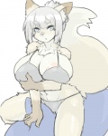 abs anthro big_breasts bra breasts clothed clothing female huge_breasts kemono nipples skimpy solo underwear wide_hips hibiki2 canid canine fox mammal 4:5