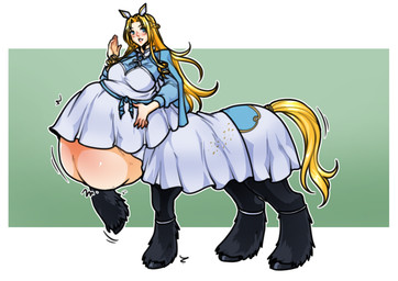 after_vore belly big_belly blonde_hair blue_clothing blue_eyes breasts clothing duo female female_pred hair vore ecchipandaa european_mythology greek_mythology monster_musume_no_oisha-san mythology tisalia_scythia centaur equid equid_taur humanoid_taur mammal mammal_taur taur 2022 hi_res