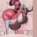 anthro belly bent_over big_belly big_breasts big_butt bodily_fluids breasts bucket butt clothed clothing container countershading cum cum_inflation cum_inside cum_on_ground curvy_figure excessive_cum excessive_genital_fluids eye_roll female footwear fur genital_fluids glory_hole gloves_(marking) graffiti graffiti_on_wall high_heels huge_belly huge_breasts huge_butt inflation knock-kneed leaning_on_wall legwear looking_pleasured markings medium_hair nipple_outline orgasm_face overweight overweight_anthro overweight_female pattern_clothing pattern_legwear pattern_stockings pattern_thigh_highs platform_footwear platform_heels raised_tail red_body red_fur ring_(marking) ringed_tail sagging_belly shoes solo stockings striped_clothing striped_legwear striped_markings striped_stockings striped_tail striped_thigh_highs stripes tail tail_markings tally_marks text thigh_highs tic_tac_toe turquoise_hair voluptuous western_tally_marks xoxo odisia cool_s mika_(hootsalot) ailurid mammal red_panda 1:1 absurd_res english_text hi_res