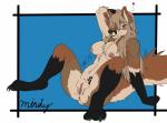 anthro border breasts female fur genitals nipples pussy solo white_border jstarwolf13 mindy_fox_(jstarwolf13) canid canine canis coyote fox mammal hi_res