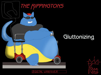 4_toes anthro barefoot beatnik belly belly_overhang beret big_belly big_butt black_background blue_body blue_fur bottomwear butt chubby_cheeks claws clenched_teeth clothing curling_tail double_chin exposed_belly eyewear fart feet fur girth girthy glasgow_smile glistening glistening_belly glistening_tail gluttony grey_clothing grey_shirt grey_topwear hat headgear headwear huge_belly huge_butt hyper hyper_belly hyper_butt male mascot midriff mobility_scooter monument morbidly_obese morbidly_obese_anthro morbidly_obese_male navel obese obese_anthro obese_male open_mouth overweight overweight_anthro overweight_male pants parody pink_nose plantigrade raised_tail red_beret red_clothing red_hat red_headwear red_text sagging_belly sagging_butt shirt simple_background sitting solo sunglasses tail teeth text thick_arms title toe_claws toes toony toothy_grin topwear white_text white_toe_claws wide_hipped_anthro wide_hipped_male wide_hips yellow_bottomwear yellow_clothing yellow_pants jbnero the_rippingtons jazz_cat domestic_cat felid feline felis mammal 2023 album_cover colored cover digital_drawing_(artwork) digital_media_(artwork) english_text shaded sketchbook_(artwork)