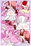 anthro balls big_balls big_breasts big_penis breasts chaos_elfilis chinchillid comic duo english_text female french_kissing genitals hair heart_symbol hi_res kirby kirby_(series) kirby_and_the_forgotten_land kissing lewdchuu_(artist) licking_tongue male male/female mammal nintendo p.k-98 penetration penis pink_body pink_hair pussy rodent sex starling_(species) text vaginal vaginal_penetration white_body