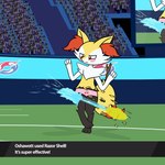 1:1 2022 arena assisted_exposure attack battle_damage biped black_body black_fur blush bottomwear braixen cheek_tuft cherry_panties cherry_print cherry_print_panties cherry_print_underwear cherry_underwear clothing clothing_loss crowd digital_drawing_(artwork) digital_media_(artwork) dipstick_tail embarrassed english_text exploding_clothing exposed_panties facial_tuft female flat_colors front-print_panties fur gameplay_mechanics generation_6_pokemon group hi_res interface looking_down markings nintendo panties pattern_bottomwear pattern_clothing pattern_panties pattern_underwear paws pazymomo pink_clothing pink_panties pink_underwear pokemon pokemon_(species) polka_dot_panties print_clothing print_panties print_underwear pseudo_clothing pseudo_clothing_removed public public_exposure raised_arms razor_shell_(move) red_eyes solo stadium standing stick_in_tail summer_(pazymomo) tail tail_markings text torn_pseudo_clothing tuft underwear wardrobe_malfunction yellow_body yellow_fur