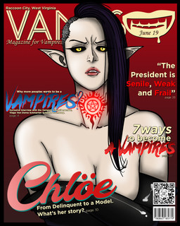 armwear big_breasts black_clothing black_gloves black_handwear black_sclera breasts clothing covering covering_breasts elbow_gloves eyelashes female fictional_magazine_cover gloves hair handwear humanoid_pointy_ears long_hair looking_at_viewer neck_tattoo pale_skin pointy_ears purple_hair qr_code red_background simple_background solo text yellow_eyes deathmeat666 humanoid vampire 4:5 cover english_text hi_res magazine_cover