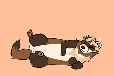 anatomically_correct anatomically_correct_feet anatomically_correct_genitalia anatomically_correct_vulva anus brown_body brown_claws brown_eyes brown_fur butt claws dipstick_tail female feral fur genitals hair head_tuft heart_reaction heart_symbol looking_at_viewer lying markings maroon_nose mustelid_vulva on_side one_eye_closed orange_background pawpads pink_pawpads pink_vulva pose round_ears simple_background smile smiling_at_viewer solo tail tail_markings tan_body tan_fur tan_hair toony tuft vulva white_heart wink winking_at_viewer thespackster spacks domestic_ferret mammal mustelid musteline true_musteline weasel absurd_res hi_res pinup signature nonbinary_(lore)