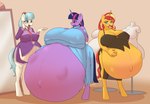 2021 5_fingers anthro anthrofied belly belly_size_difference big_belly big_breasts blonde_hair blue_hair breasts bumpywish clothing coco_pommel_(mlp) cutie_mark digital_media_(artwork) dress ear_piercing earth_pony equestria_girls equid equine female fingers friendship_is_magic group hair half-closed_eyes hasbro hi_res horn horse huge_belly huge_breasts humanoid_hands hyper hyper_belly hyper_breasts hyper_pregnancy mammal mirror multicolored_hair multiple_pregnancies my_little_pony mythological_creature mythological_equine mythology narrowed_eyes orange_body piercing pony pregnant pregnant_anthro pregnant_female purple_body purple_hair red_hair standing sunset_shimmer_(eg) tan_body translucent translucent_clothing trio twilight_sparkle_(mlp) two_tone_hair unborn_kicking unicorn