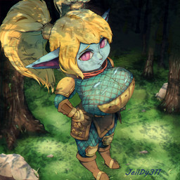 armor big_breasts big_ears big_eyes blonde_hair blue_body breastplate breasts clothed clothing female full_armor fully_clothed gambeson hair huge_breasts humanoid_pointy_ears pauldron pigtails pink_eyes pointy_ears short_stack solo jeiidy311 league_of_legends riot_games tencent poppy_(lol) humanoid yordle 1:1 absurd_res hi_res