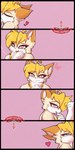 anthro blonde_hair blush bodily_fluids cum fellatio femboy fur genital_fluids hair heart_symbol implied_oral male nude open_mouth oral penile pink_eyes sex simple_background smile solo tongue tasticstarlight talia_(tasticstarlight) domestic_cat felid feline felis mammal 1:2 hi_res shaded