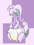 ambiguous_gender bodily_fluids clothed clothing diaper genital_fluids messy peeing solo tail unclean_diaper urine used_diaper wearing_diaper wet_diaper wetness_indicator wetting rokesys nintendo pokemon generation_6_pokemon goodra pokemon_(species) 3:4 hi_res