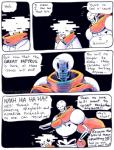 2016 aftertale animated_skeleton blood bodily_fluids bone brother_(lore) clothing comic dialogue english_text geno_sans_(aftertale) humanoid loverofpiggies male not_furry papyrus_(undertale) sibling_(lore) skeleton speech_bubble text undead undertale undertale_(series)