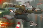 anthro bottomwear building car cellphone city clothing electronics footwear fur hoodie jacket key male pants phone running shoes smartphone solo teeth topwear vehicle miles_df canid canine fox mammal 2020 3:2