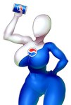 big_breasts breasts clothed clothing crossgender curvy_figure faceless female hand_on_hip huge_breasts not_furry raised_arm simple_background skinsuit solo thick_thighs tight_clothing voluptuous white_background wide_hips sinensian pepsi pepsiman_(character) pepsiwoman_(character) humanoid mammal