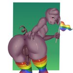 5_fingers anthro anus balls biped butt clothing femboy fingers flag flag_(object) floppy_ears genitals holding_butt holding_flag holding_object humanoid_genitalia humanoid_hands humanoid_penis legwear lgbt_pride looking_at_viewer looking_back looking_back_at_viewer male mostly_nude multicolored_clothing multicolored_legwear multicolored_thigh_highs pattern_clothing pattern_legwear penis presenting pride_color_clothing pride_color_flag pride_color_legwear pride_color_thigh_highs pride_colors rainbow_clothing rainbow_flag rainbow_legwear rainbow_pride_colors rainbow_pride_flag rainbow_symbol six-stripe_rainbow_pride_colors solo striped_clothing striped_legwear stripes tail thigh_highs gimnie domestic_pig mammal suid suina sus_(pig) 1:1 2019 absurd_res digital_media_(artwork) hi_res