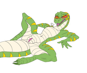 anthro blush eyes_closed featureless_chest female forked_tongue genitals lying navel on_back open_mouth simple_background solo spread_legs spreading tongue tongue_out vulva white_background jenghck greeva_(jenghck) boa_(snake) boinae emerald_tree_boa reptile scalie snake