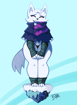 anthro arm_wraps clothing female footwear scarf smile socks solo thick_thighs thong toeless_footwear toeless_socks underwear wide_hips wraps boxx_wrench rouko_(boxx_wrench) arctic_wolf canid canine canis mammal wolf hi_res