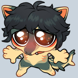 anthro blush blush_lines chibi hair looking_at_viewer male pleading_eyes shark_tail solo sparkles sparkling_eyes nmor_who fototeta caelan_(nmor_who) aquatic fish shark 1:1 2026 digital_media_(artwork) low_res meme
