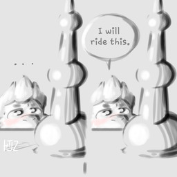 anthro blush bodily_fluids determined dialogue dildo dildo_on_table eyebrows light male quiff_(hairstyle) sex_toy shadow solo speech_bubble sweat sweatdrop text valken_holmes zandriel_(storytale) bovid caprine goat mammal 1:1 comic english_text lighting watermark