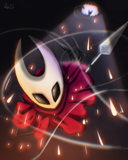 anthro black_body black_eyes cloak clothing featureless_feet feet female front_view holding_object holding_weapon red_cloak red_clothing solo weapon white_body chiru13 hollow_knight_(franchise) team_cherry hornet_(hollow_knight) arthropod insect hi_res