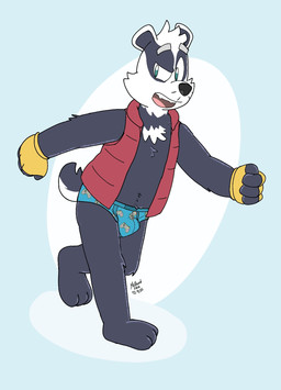 3_toes 4_fingers anthro black_body black_fur blue_briefs blue_clothing blue_eyes blue_underwear briefs bulge chest_tuft clothed clothing fangs feet fingerless_gloves fingers fur gloves handwear male open_clothing open_mouth open_topwear open_vest print_briefs print_clothing print_underwear red_clothing red_topwear red_vest solo tail teeth toes tongue topwear tuft underwear vest whiskers white_body white_fur yellow_clothing yellow_fingerless_gloves yellow_gloves yellow_handwear manchotchaud bradley_the_badger_(game) bradley_(bradley_the_badger) badger mammal mustelid musteline 2025 dated hi_res signature