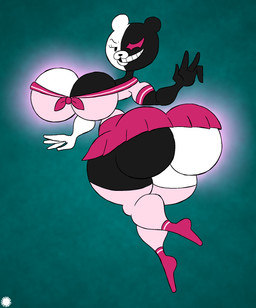 4_fingers anthro asian_clothing big_breasts big_butt black_body black_fur bottom_heavy bottomwear breasts bubble_butt butt clothed clothed_anthro clothed_female clothing curvy_figure east_asian_clothing eyelashes facial_markings female female_anthro fingers footwear fur half-closed_eyes head_markings japanese_clothing japanese_school_uniform legwear logo looking_at_viewer markings multicolored_body multicolored_fur muzzle_(marking) narrowed_eyes presenting presenting_hindquarters rear_view school_uniform serafuku shoes skirt socks solo spherical_breasts text thick_thighs thigh_highs thigh_socks two_tone_body two_tone_fur uniform white_body white_fur wide_hips thatdawgmurray danganronpa spike_chunsoft monokuma bear mammal 2025 aliasing artist_logo artist_name digital_media_(artwork) hi_res signature busty_boy_(lore)
