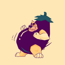 anthro bite biting_lip biting_own_lip clothed clothing costume eggplant eggplant_costume eyes_closed food food_costume fruit fur gloves_(marking) male male_anthro markings plant self_bite simple_background smile solo standing yellow_background yellow_body yellow_fur chocolateandmilk richard_(chocolateandmilk) canid canine canis domestic_dog mammal 1:1 2022 dated hi_res signature