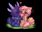 anthro blush chibi duo femboy heart_symbol kissing love male navel simple_background tail transparent_background foxyane mythology varian_nye avian bird dragon mythological_creature mythological_scalie scalie 4:3 alpha_channel