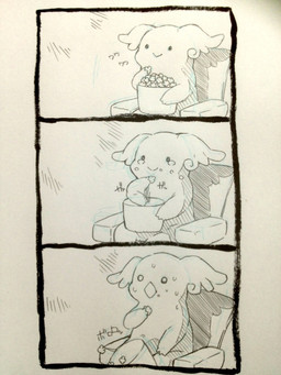ambiguous_gender food movie_theater popcorn solo text unknown_artist nintendo pokemon audino generation_5_pokemon pokemon_(species) 3:4 black_and_white comic graphite_(artwork) hi_res japanese_text line_art marker_(artwork) mixed_media monochrome sketch source_request traditional_media_(artwork) translation_request