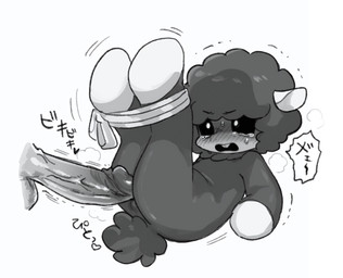 anthro black_body bodily_fluids bound crying duo female genitals legs_tied legs_up male male/female penis scared simple_background tears text 763_san_(artist) mob_entertainment nightmare_critters poppy_playtime baba_chops_(poppy_playtime) bovid caprine mammal sheep hi_res