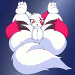 butt claws female feral fur genitals looking_at_viewer lying on_back paws presenting pussy semi-anthro simple_background solo spreading toe_claws white_body white_fur infamousrel pokeandpenetrate nintendo pokemon generation_3_pokemon herpestid mammal pokemon_(species) zangoose 1:1 2018 digital_media_(artwork) hi_res