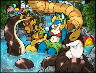 amusement_park anthro apode breasts eyewear female feral glasses group horn legless midriff navel partially_submerged plant serpentine shrub unicorn_horn water water_park wet o-kemono mythology nintendo pokemon draconcopode dragon mythological_creature mythological_scalie naga pokemon_(species) reptile scalie snake 2026
