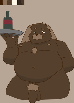anthro barnibun belly brown_body brown_fur fur male overweight overweight_male solo lagomorph leporid mammal rabbit hi_res