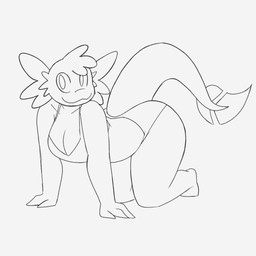 all_fours anthro bangs big_breasts big_butt breasts butt butt_focus clothing curvy_figure feet female front_view looking_at_viewer looking_back looking_back_at_viewer lying mouth_closed non-mammal_breasts on_side open_mouth panties raised_tail rear_view rolling simple_background soles solo tail thick_tail thick_thighs underwear voluptuous white_background wide_hips potoobrigham amphibian aquatic axolotl mole_salamander salamander 1:1 2026 animated digital_drawing_(artwork) digital_media_(artwork) guide_lines hi_res monochrome